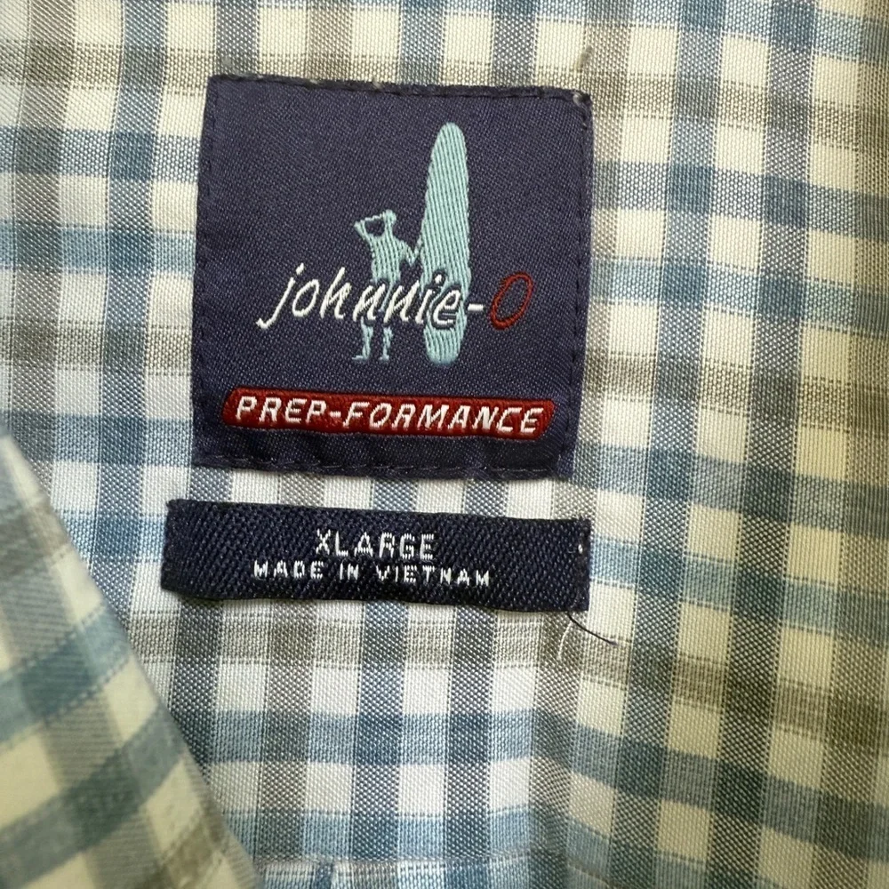 johnnie-O Navy and White Plaid Button Down Shirt